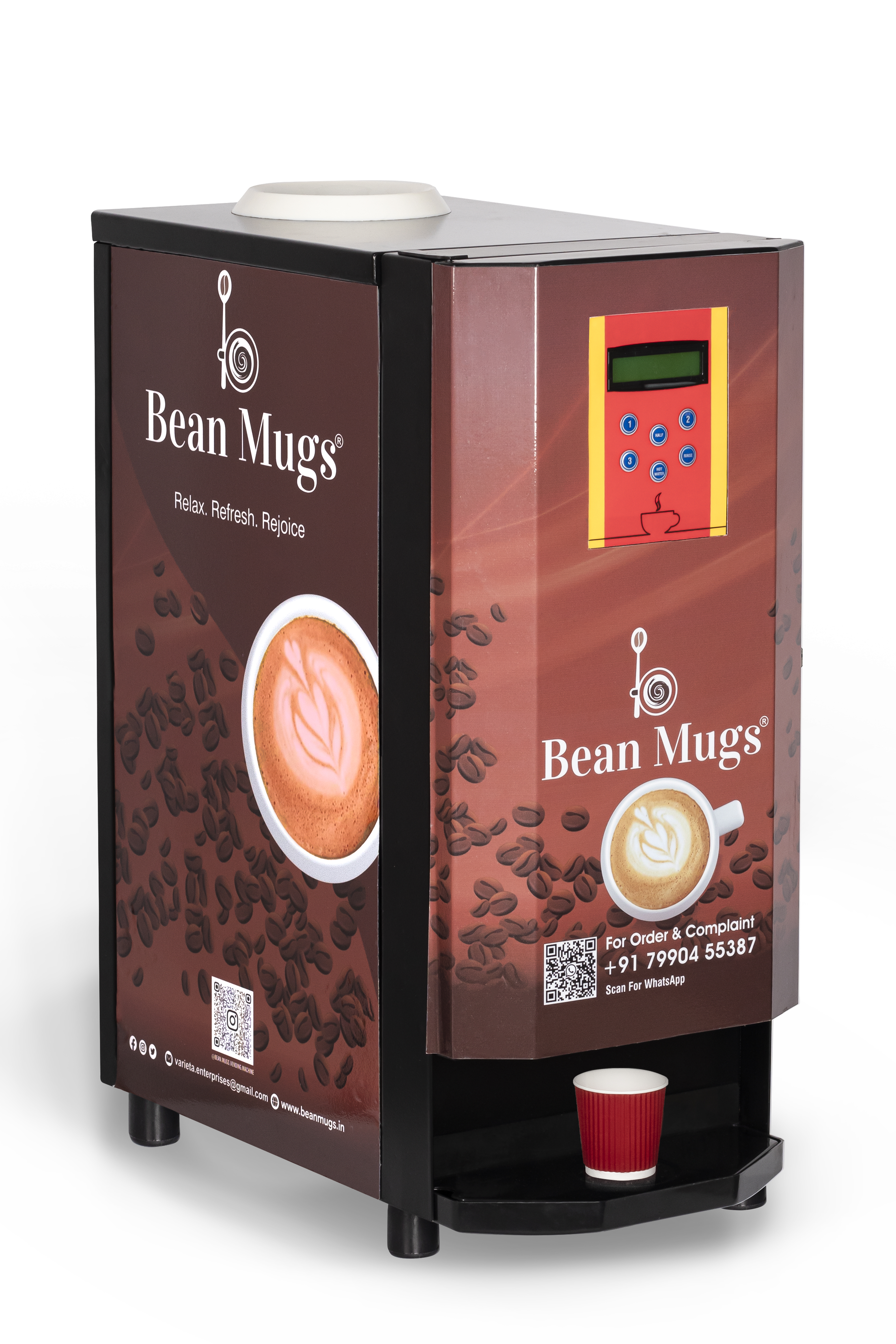 BEAN MUGS TRIO 3 OPTION PREMIX VENDING MACHINE