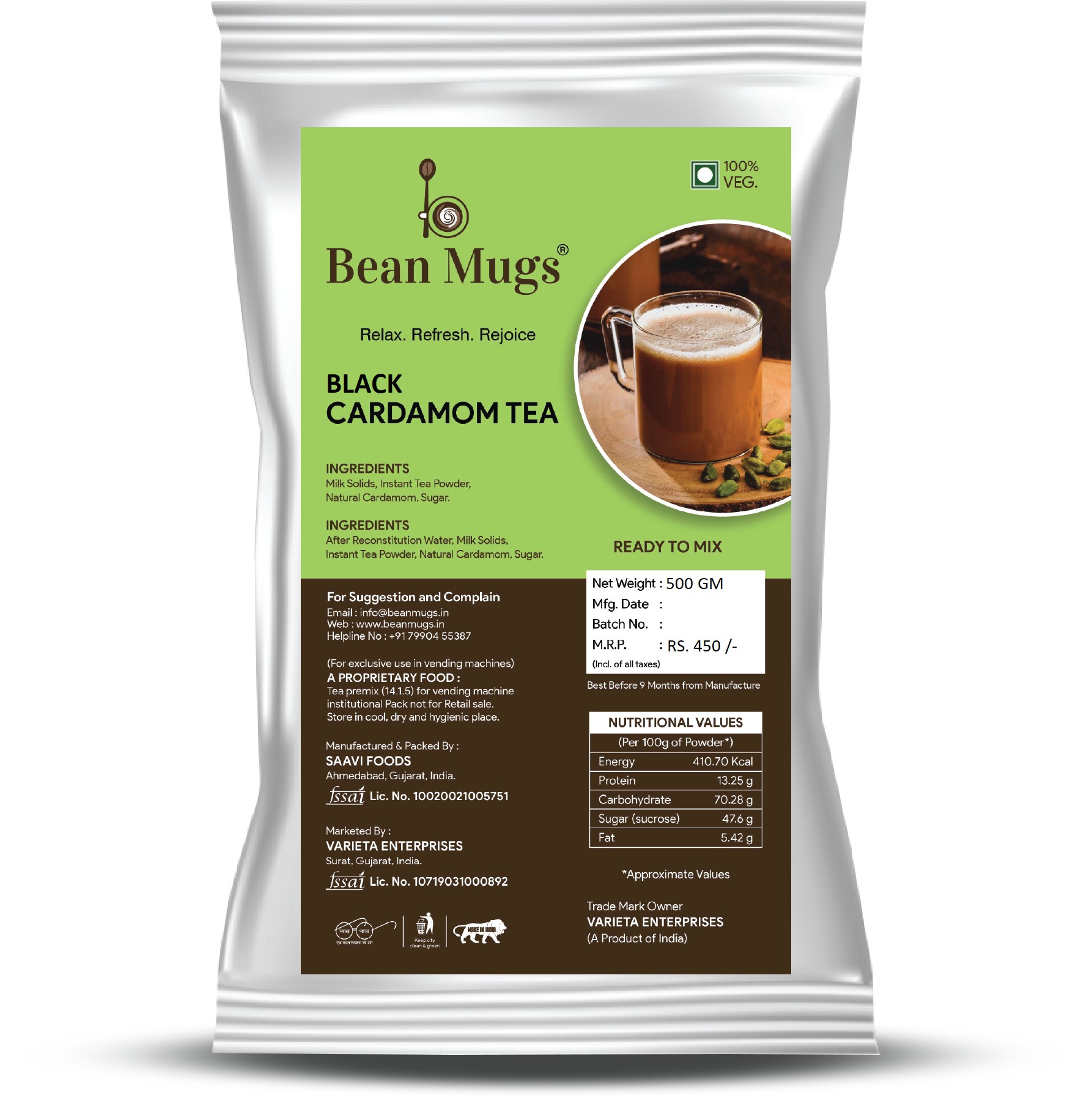 BEAN MUGS BLACK TEA POWDER [CARDAMOM]