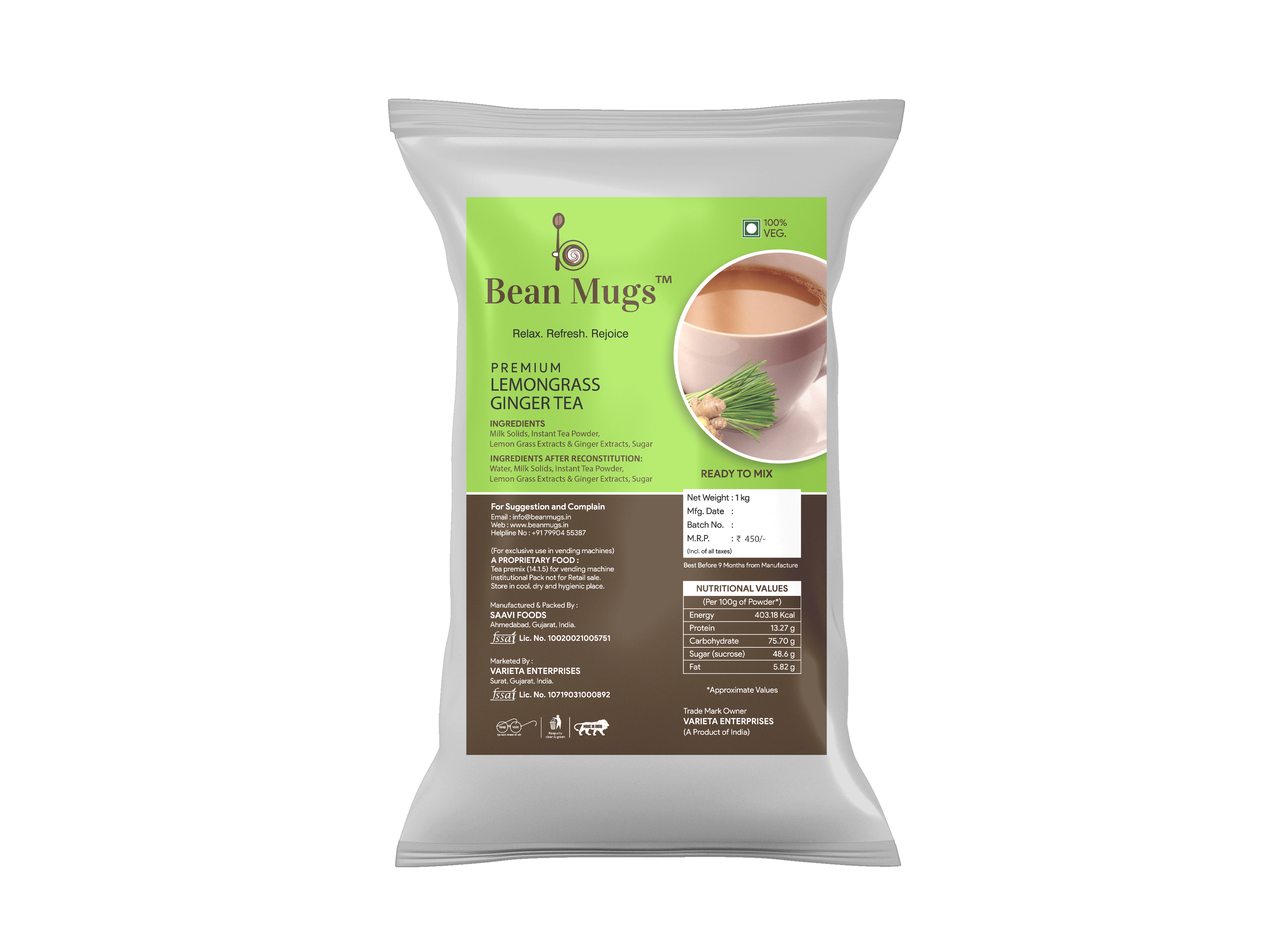 BEAN MUGS BLACK TEA POWDER [LEMONGRASS GINGER]