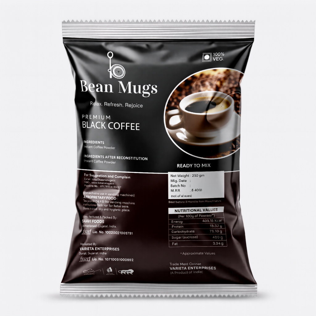 BEAN MUGS BLACK COFFEE POWDER