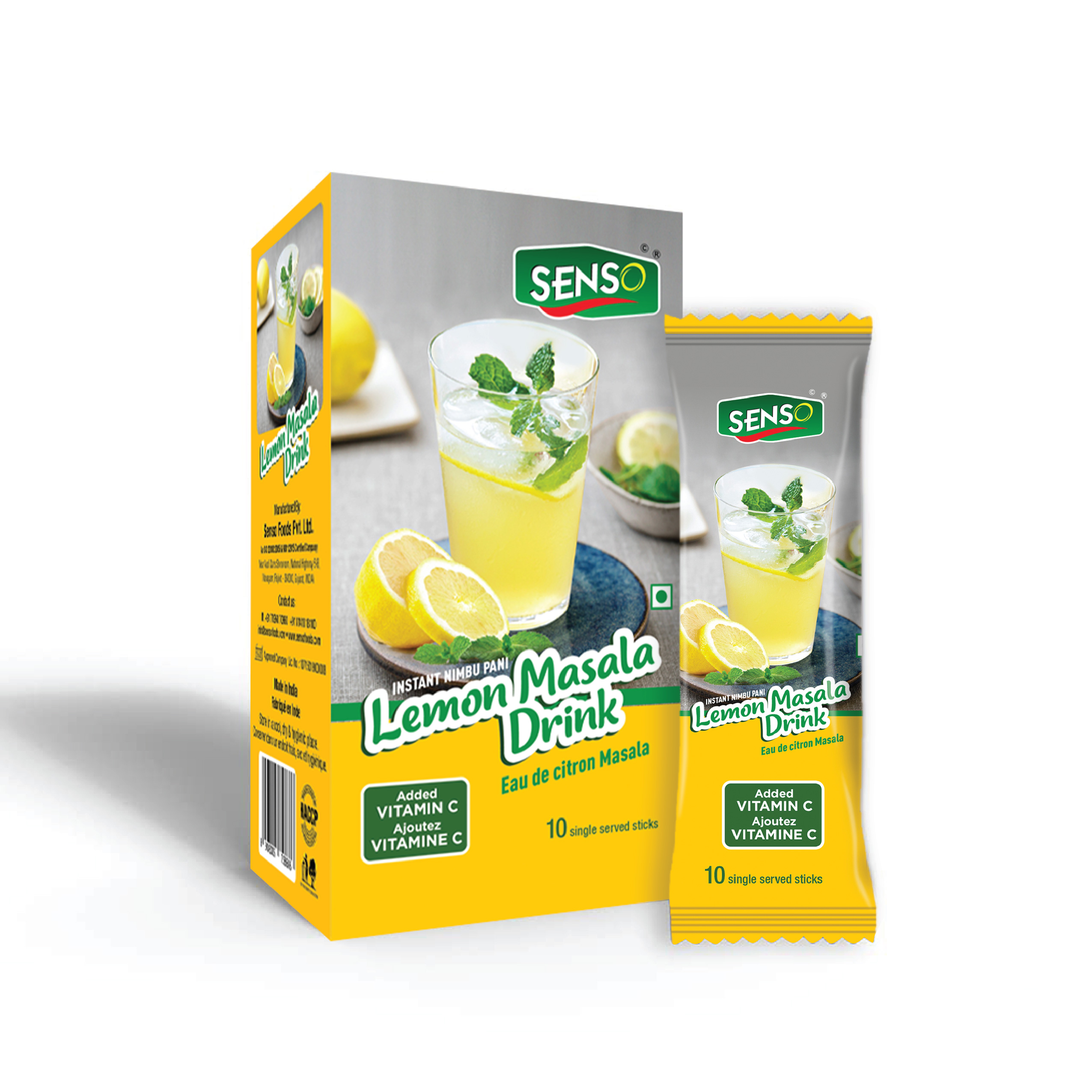 SENSO INSTANT NIMBU PANI SACHET ( 10 SACHETS OF 22 GM)