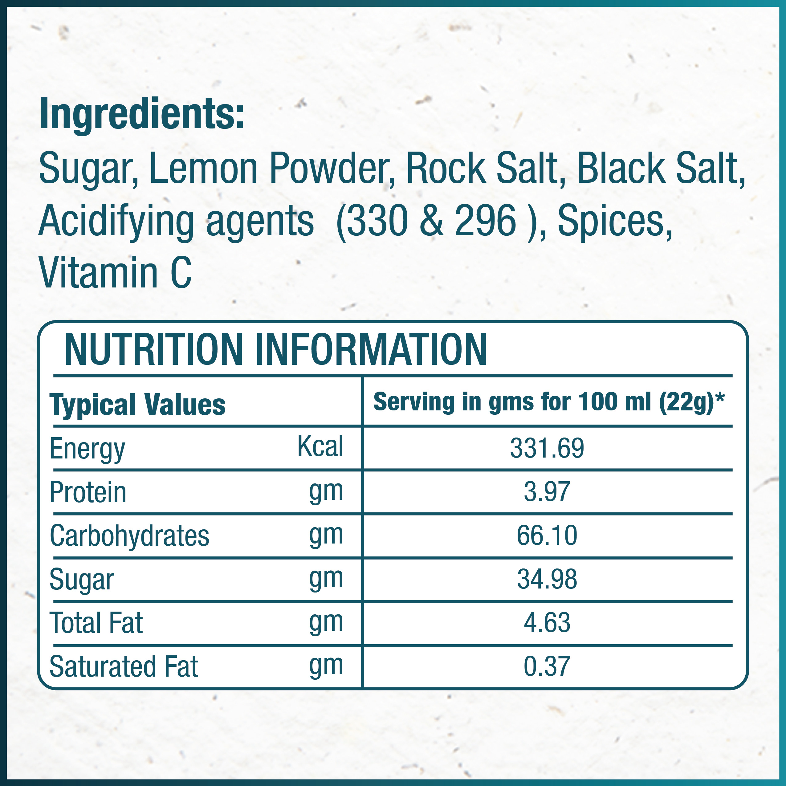 SENSO INSTANT NIMBU PANI SACHET ( 10 SACHETS OF 22 GM)