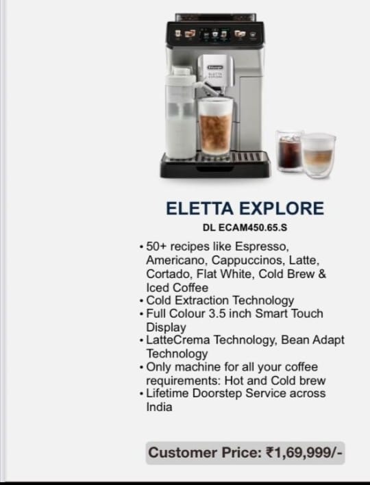 DELONGHI ELITTA EXPLORE COFFEE MACHINE