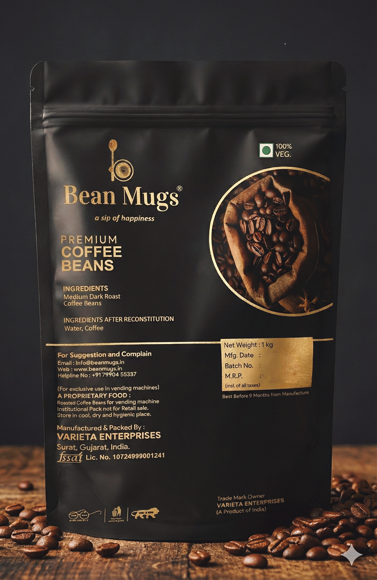 Bean Mugs Premium Coffee Beans 1kg (100% ARABICA) MED TO DARK ROAST