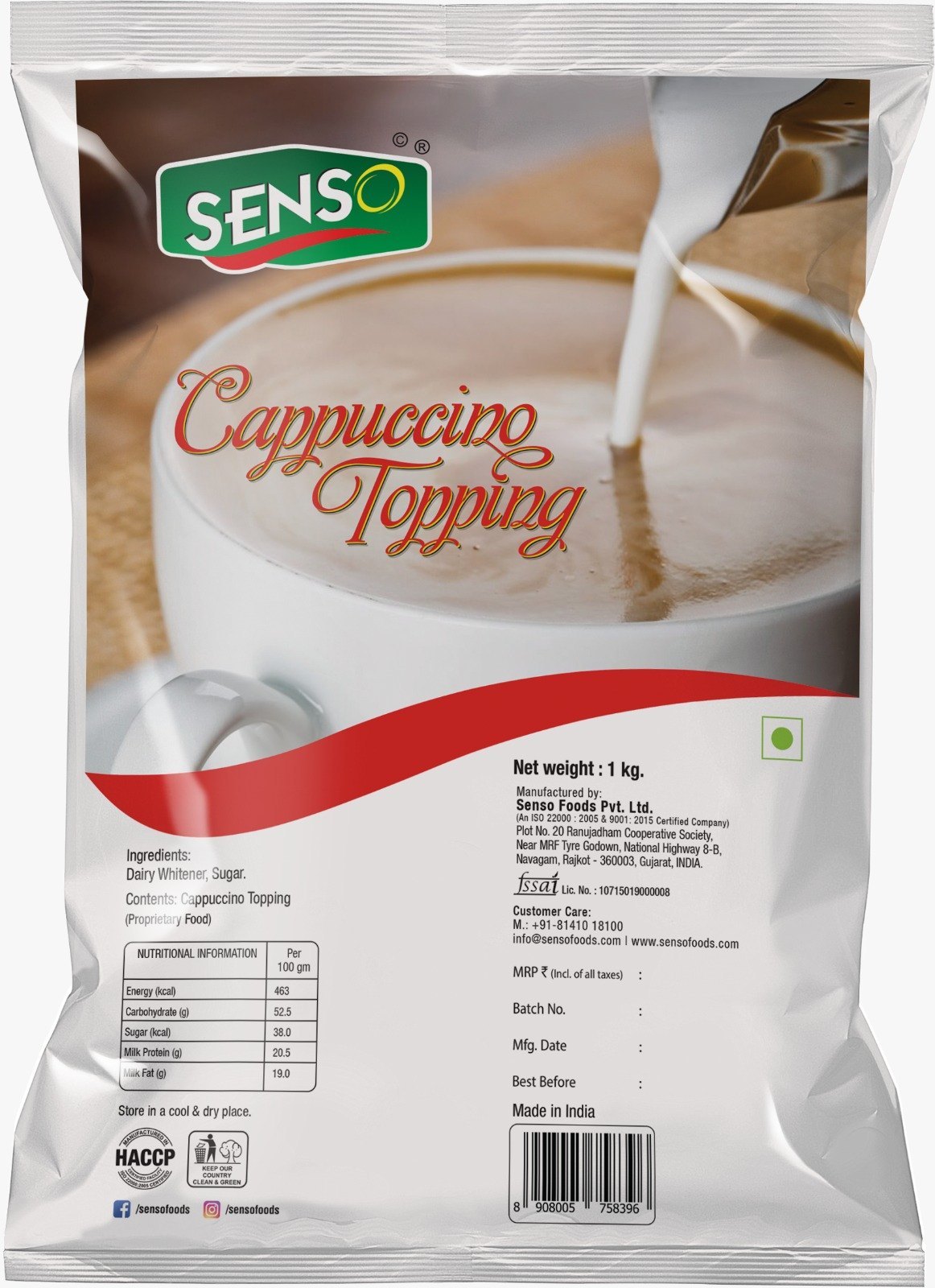 CAPPUCCINO TOPPING DAIRY WHITENER 1KG